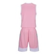 thumbnail image 6 of Hduncf Boys Girls Basketball Jersey Quick-Dry Breathable Toddler Kid Tank Top + Track Shorts Sets Boy Summer Clothes Pink 4 Years, 6 of 7