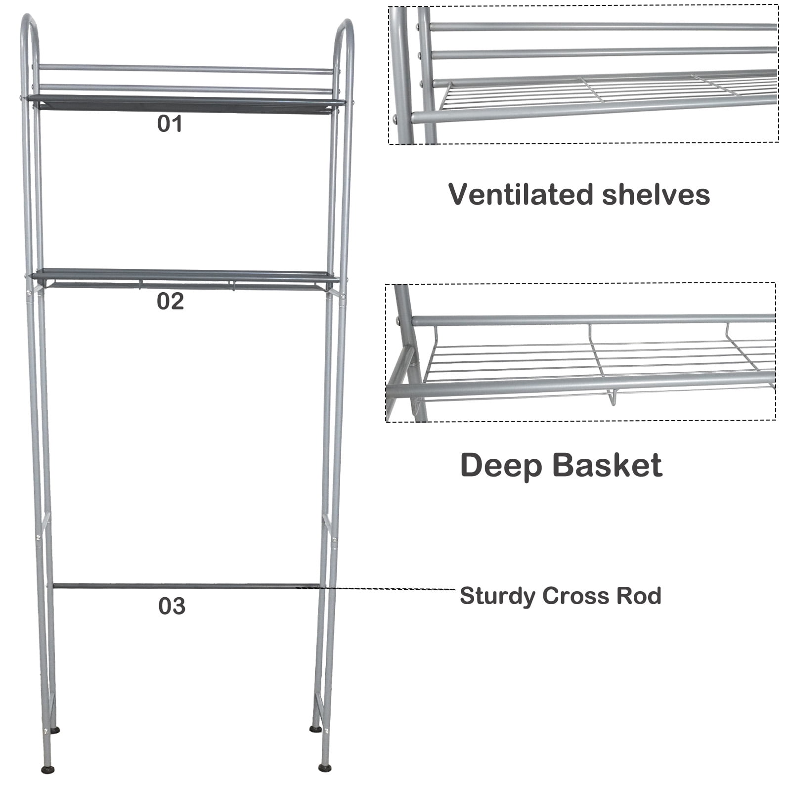 SUSUZI Over The Toilet Rack 2 Tier Bathroom Shelf Over Toilet Storage Organizer Freestanding Above Toilet Storage Rack Metal Bathroom Stand and Space Saver Shelf