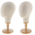 thumbnail image 1 of 2x 21 '' Extensiones De Pelucas Fabricación De Sombreros Gorras Pantalla Lona Bloque De Corcho Modelo De La Cabeza De Maniquí + Soporte De Madera Desmontable Sunnimix cabeza de maniquí de lona, 1 of 8
