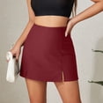 thumbnail image 7 of BRGZLK Half Skirts For Women Solid Color Wrap High Waisted Fitted Cut Short Skirts Soft Elegant Cute Trendy Side Slit Mini Pencil Skirt, 7 of 7