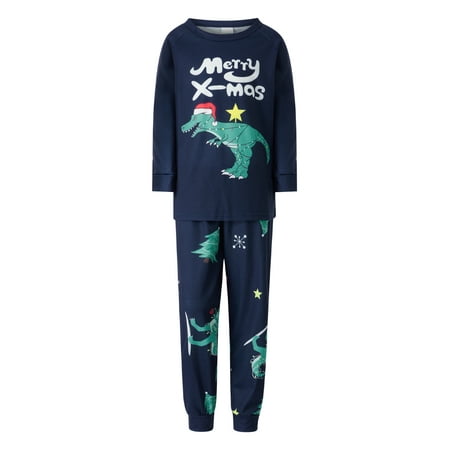 

Eyicmarn Family Parent-Child Sleepwear Suit/Romper Christmas Long Sleeve Cartoon Dinosaur Tops+Long Pants/Baby Romper