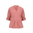 thumbnail image 4 of ATOYSOY Women's Casual Elegant Shirts Ruffle Loose Babydolls Tops 3/4 Sleeve Tees Fall Winter Fashion V Neck Dressy Sweatshirts Outwear Pullover Pockets Workout Pink M, 4 of 6