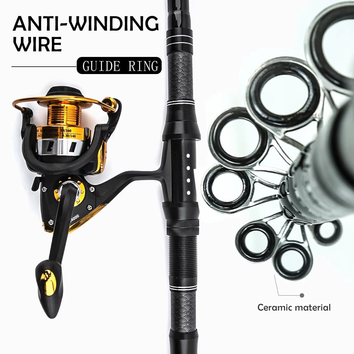 Carbon set Luya straight handle spinning wheel Luya light sea dual-purpose long-throw rod fishing throwing rod fishing gear