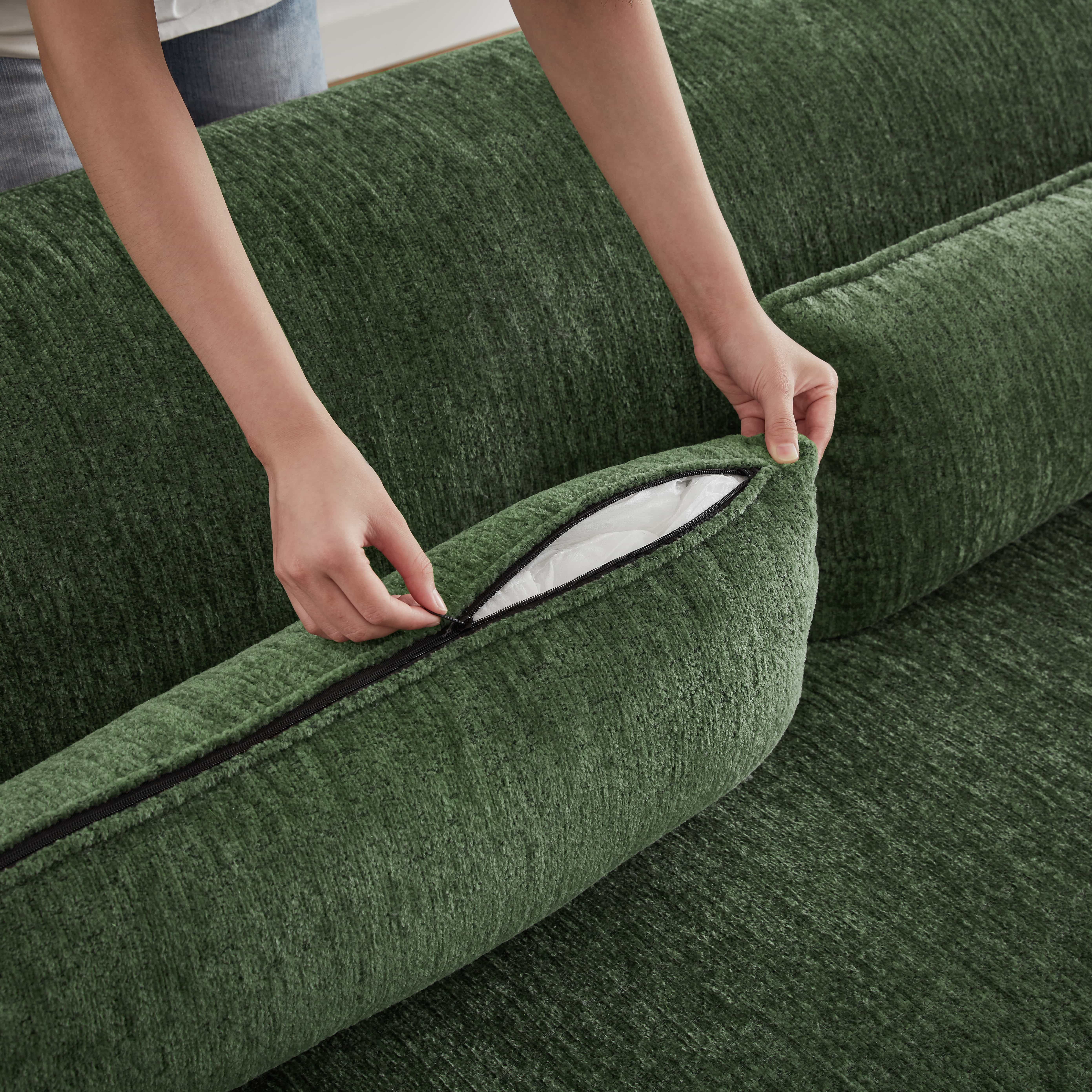 MAYEERTY Chenille L-Shape Oversized Sectional Sofa, Minimalist for Apartment, 102×65" Green