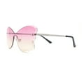 thumbnail image 3 of Womens Bubbly Butterfly Beveled Rimless Shield Sunglasses Silver - Pink Brown, 3 of 4
