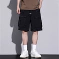 thumbnail image 4 of Domuza Mens Cargo Shorts Knee Length Relaxed Fit Multi-Pocket Waterproof and Tear-Resistant for Outdoor Activity and Casual Daily Wear Black M, 4 of 5