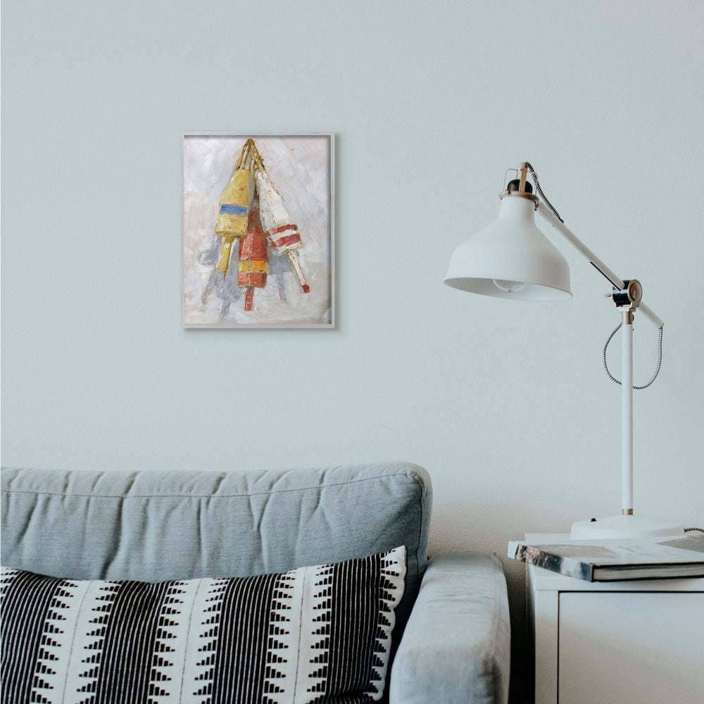 Stupell Industries Boat Buoy Ocean Lake Red Yellow Painting Framed Wall Art by Ethan Harper
