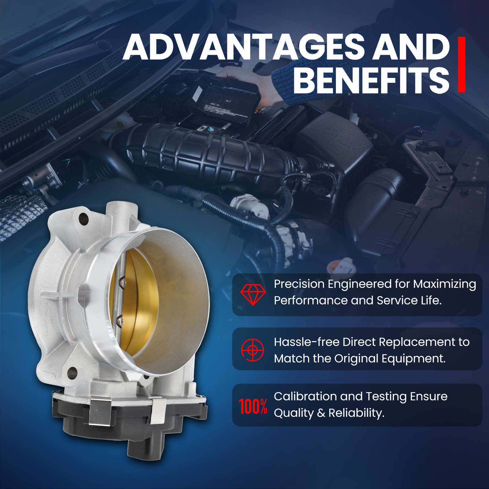 MOCA AUTOPARTS 12580760 Throttle Body Fit for 2007-2008 Chevrolet Avalanche V8 5.3L 6.0L & Chevrolet Silverado 1500 V8 4.8L 5.3L 6.0L
