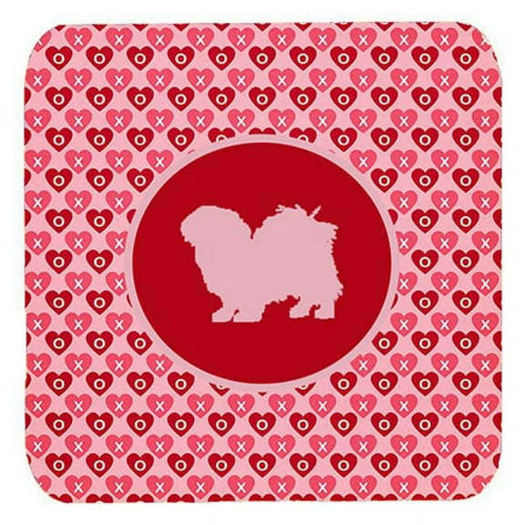Tibetan Spaniel Valentine Hearts Foam Coasters - Set 4, 3.5 x 3.5 In.