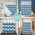 thumbnail image 5 of No Hook Shower Curtain with Snap in Liner, Abstract Gradient Blue Ocean Waves Waterproof Bath Curtain Double Layers with See Through Top Window, Minimalist Art Hotel Shower Curtains 36x72in, 5 of 9