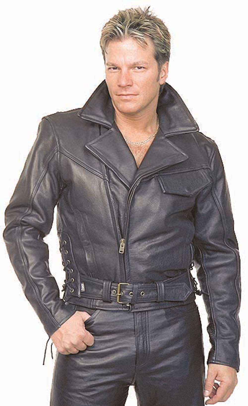 Super Heavy Leather Motorcycle Jacket with Zip Out and Side Lace # ...
