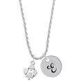thumbnail image 1 of Delight Jewelry Silvertone Card Suits Silvertone Script Initial Disc - E - Charm Necklace, 20"+3", 1 of 4