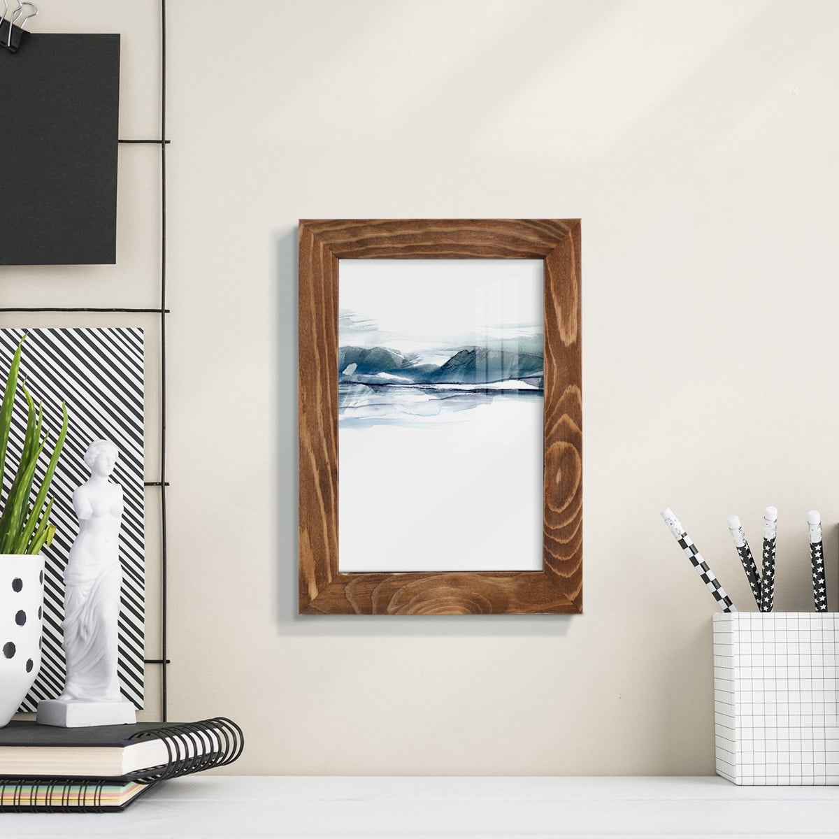 Stark Horizon I - Framed Print w/glass - Walnut