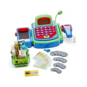 Dash Toyz Pretend Play Electronic Toy Cash Register Toy with Mic Speaker,Money Green