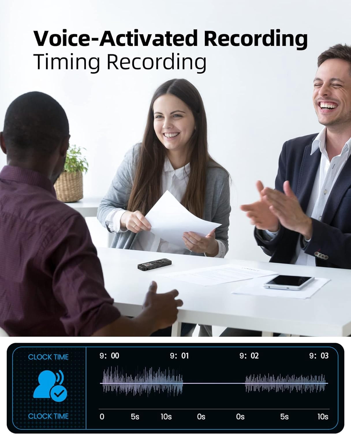 64GB Digital Voice Recorder - Voice Recorder with Playback Dual Microphone 3072 Kbps A-B Repeat Recording Monitoring & Noise Reduction Voice Activated Recording