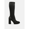 thumbnail image 2 of PRESTO Black Stretchable Satin Long Boot, 2 of 4