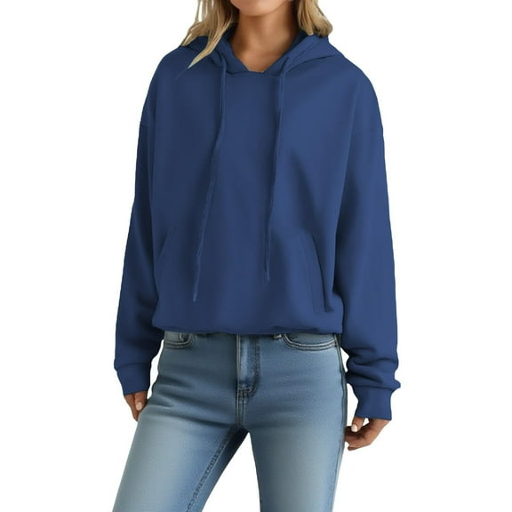 Gytharion Hooded Sweatshirts for Women Fall Solid Casual Long Sleeve Drawstring Hoodie Fashing Loose Comfy Pullover Tops with Pocket