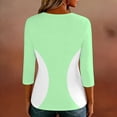 thumbnail image 6 of YUGYXL Summer Tops for Women Trendy 3/4 Sleeve Crew Neck Shirt Casual Color Block Blouse Tee Cotton Crewneck Pullover Mint Green M, 6 of 9
