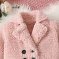 thumbnail image 6 of Douhoow Toddler Baby Girl Winter Sherpa Coat 1-6Y Kids Fleece A-Line Coat Dress Solid Color Long Sleeve Lapel Jacket, 6 of 7