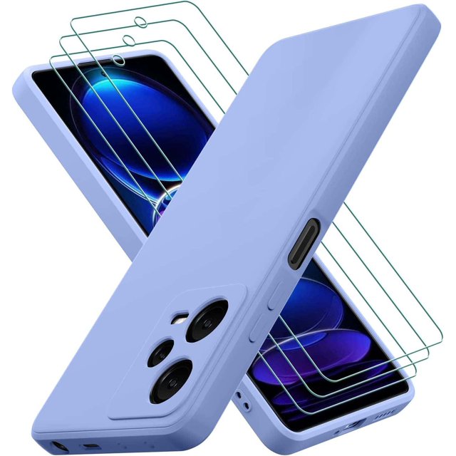 1 funda para teléfono móvil Xiaomi Redmi Note 12 Pro 5G, con tres capas de vidrio templado protector de pantalla, capa interior suave, funda protectora de silicona fina y suave a prueba de golpes, funda protectora anticolisión TPU funda protectora para teléfono móvil ER