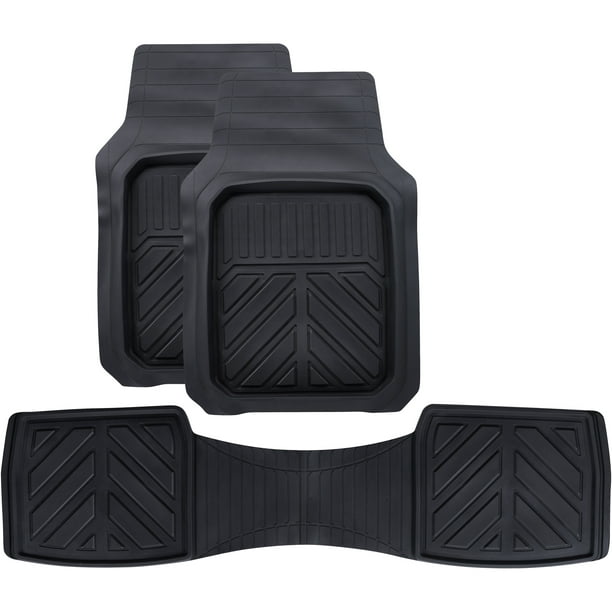 Auto Drive Black Heavy Duty Universal Fit Deep Tray Floor Mat Set