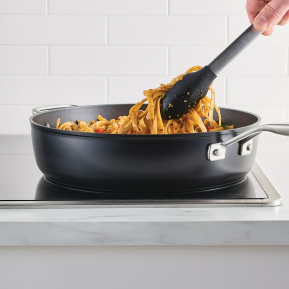 KitchenAid Hard-Anodized 5 Quart Induction Nonstick Saute Pan with Lid, Dishwasher Safe and Oven Safe to 500°F, Matte Black