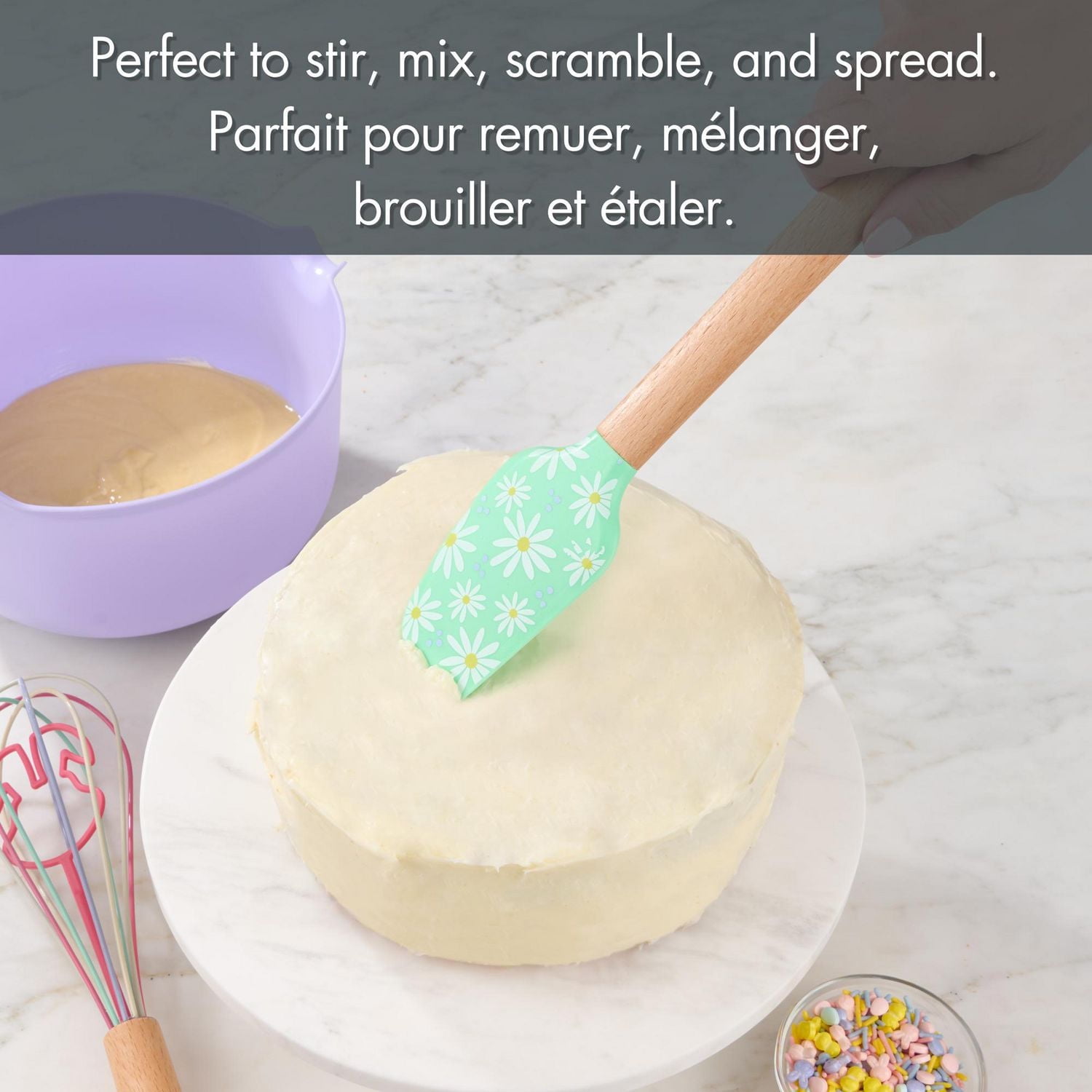 Way to Celebrate 12-inch Silicone Spatula, Flower, Green