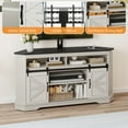 thumbnail image 5 of Craftian TV Stand for 70" TV with Mount, Farmhouse Entertainment Center with Power Outlets & Sliding Barn Doors, White, 5 of 10