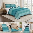 thumbnail image 6 of Twin Quilt Set 68''x86'', Teal Turquoise Aqua Ombre Lightweight Summer Bedspread Coverlet Set with 2 Pillow Shams, Contemporary Abstract Lines Breathable All Season Quilt Bedding for Dorm/Bedroom, 6 of 9