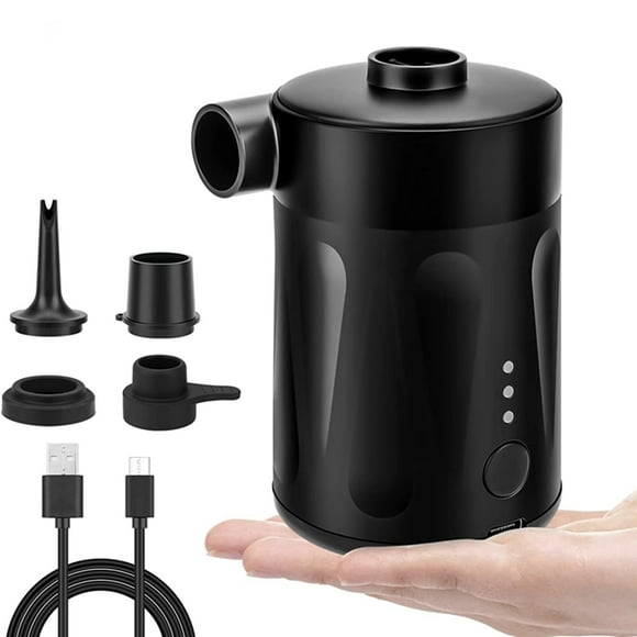 Pompe à Air Électrique Rechargeable - Gonfleur Portable à Remplissage Rapide 3000mAh avec 4 Buses pour Matelas Gonflable Piscine Jouets (Noir)