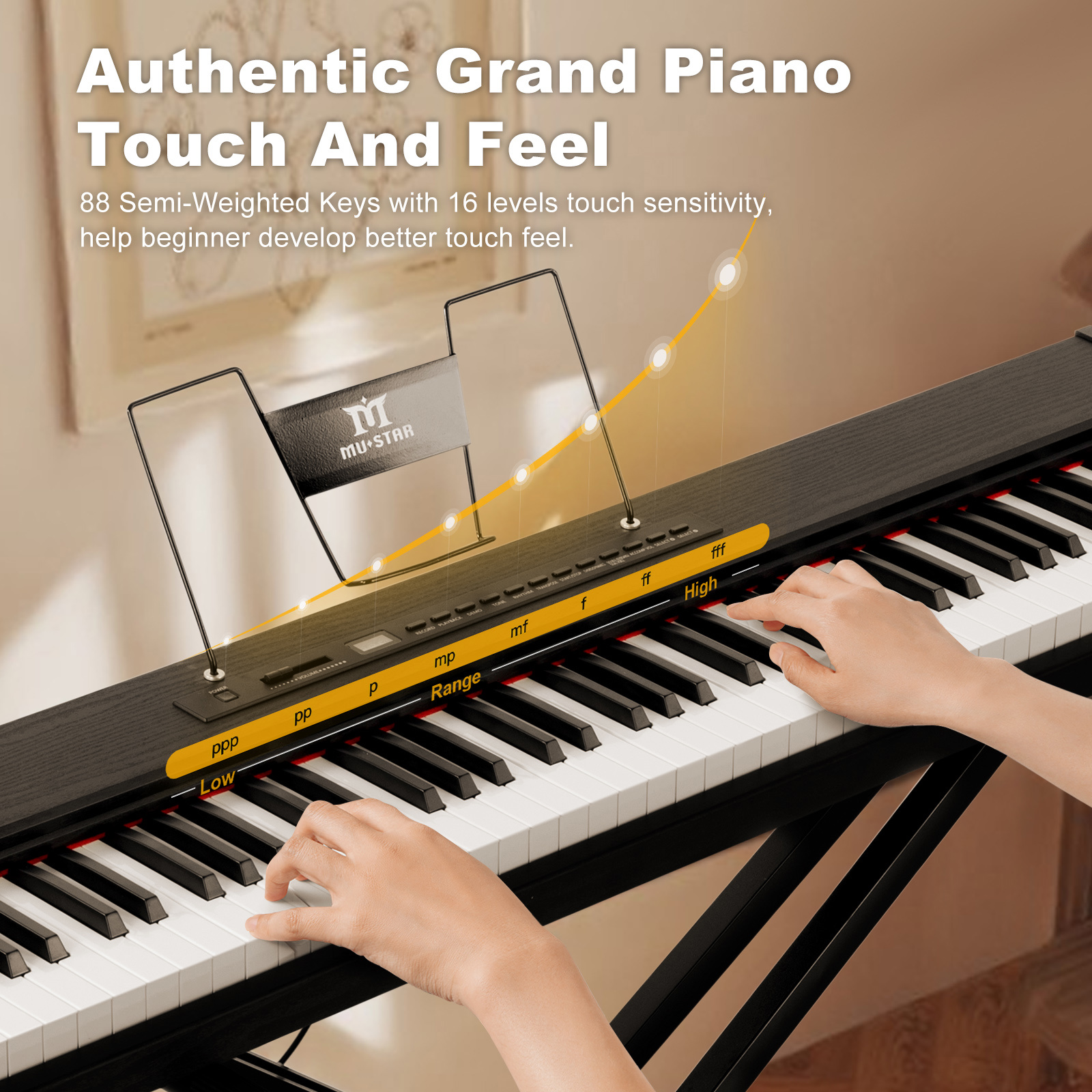 Black Portable 88Keys Full Size Electric Digital Piano Semi Weighted Keyboards w/Stand,MIDI USB,Bluetooth,Pedal,Bag