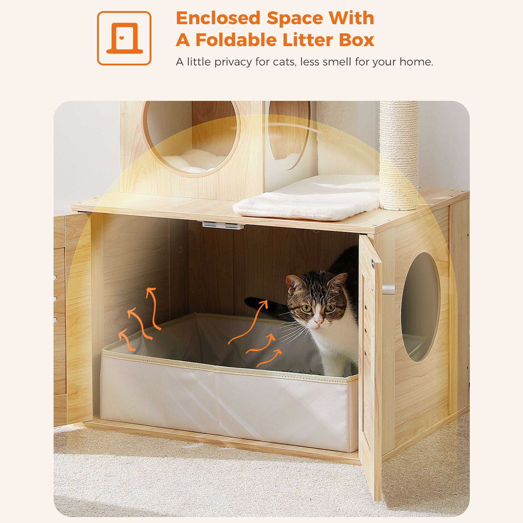 Pefilos 50" Cat Tree Tower for Indoor Cats with Hammocks, Multi-Level Cat Condo for Adult Cats Play House Activity Center Cats with Litter Box Included, Beige Pefilos 50" Cat Tree Tower for Indoor Cats with Hammocks, Multi-Level Cat Condo for Adult Cats Play House Activity Center Cats with Litter Box Included, Beige
