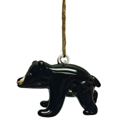 Black Bear Glass Christmas Tree Ornament Animal Wildlife Decoration