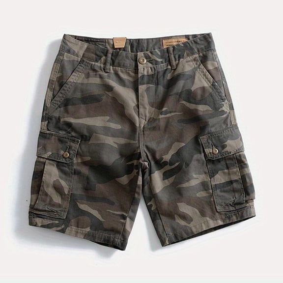 HOWPAY Mens Cargo Shorts Casual Outdoor Camo Print Elastic Waist Cargo Pants Lightweight Stretch Running Summer Relaxed Fit Hiking Shorts CE1 29