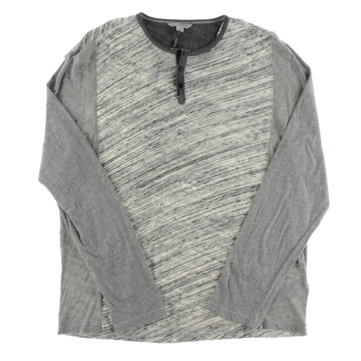 Calvin Klein Mens Long Sleeve Colorblock Henley Shirt, Grey, Medium ...