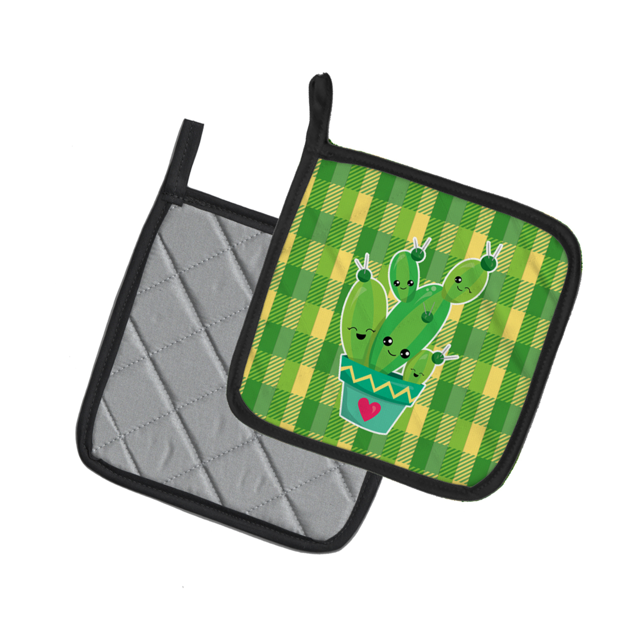 Cactus Striped Plaid Pair of Pot Holders