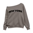 thumbnail image 3 of Shadoumai Kids Girls Oversized Sweatshirt Off the Shoulder Tops New York Letter Print Preppy Plain Fall Pullover Long Sleeve Casual Tops for School, 3 of 6