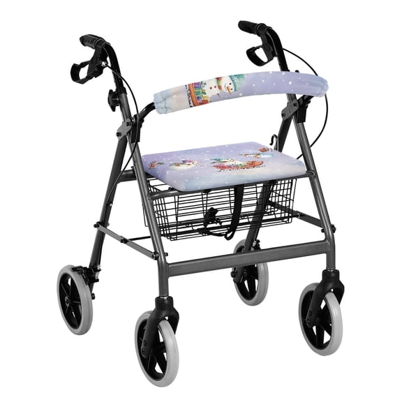 HELLHERO Snowman Rollator Seat Cover Walker Seat Cushion Cover for Elderly Adults Stretchable Material Comfortable for Elderly