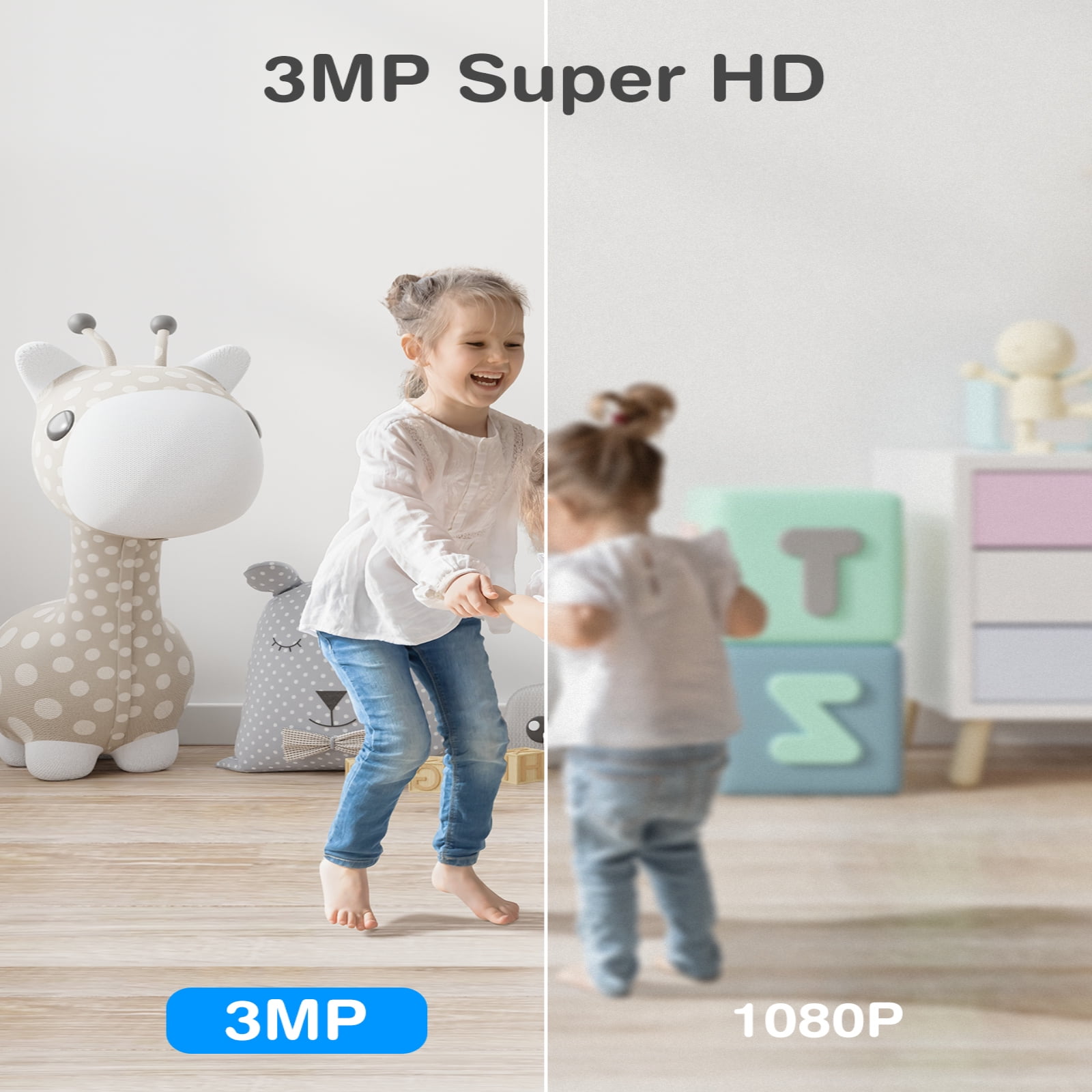 ANNKE WiFi Pan Tilt Smart Security Camera, Upgraded 3MP Baby/Pet Monitor, Indoor IP Camera 360-degree with Two-Way Audio, Human Motion Detection, Cloud & SD Card Storage, Works with Alexa(White)
