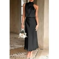 thumbnail image 5 of PRETTYGARDEN Women's Satin Dress Elegant Sleeveless Mock Neck Cocktail Party Maxi Dresses, 5 of 6