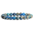 thumbnail image 1 of Blue Sea Sediment Jasper Gemstone 8mm Round Beads Stretch Bracelet 7 Inch Unisex, 1 of 1