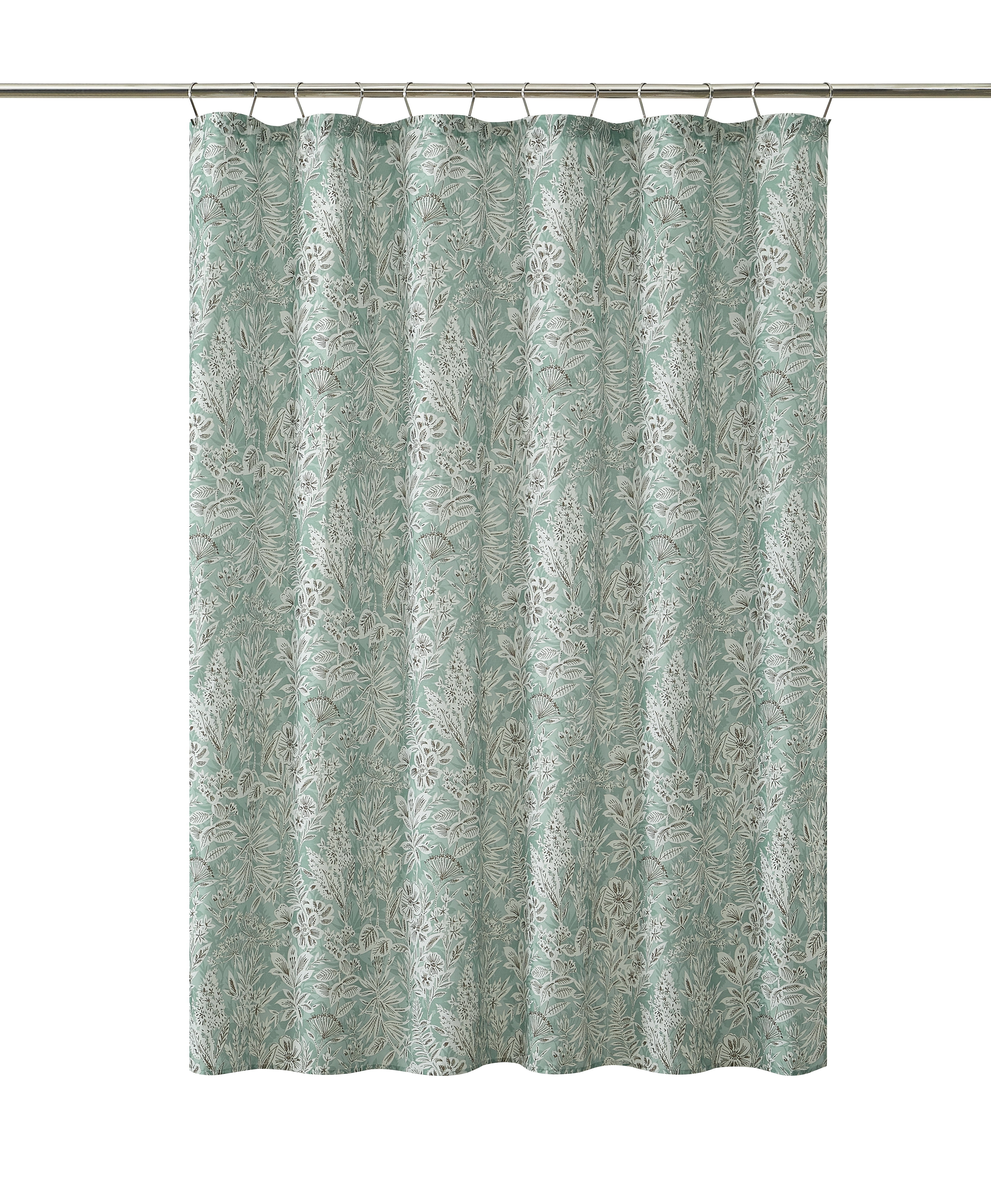 Mainstays 15-Piece Green Botanical Bathroom Set – Shower Curtain, Bath Rugs & Hooks, Nature-Inspired Design