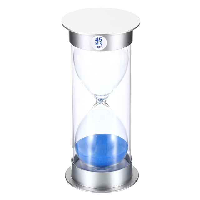 Temporizador de arena de 45 minutos Uxcell, reloj de arena, cuenta regresiva de vidrio de arena, arenas azules