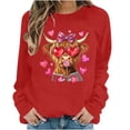 thumbnail image 4 of Funny Highland Cow Sweatshirt Valentines Day Cute Animal Graphic Pullover Long Sleeve Crewneck Tops Lollipop Heart Shirt, 4 of 6