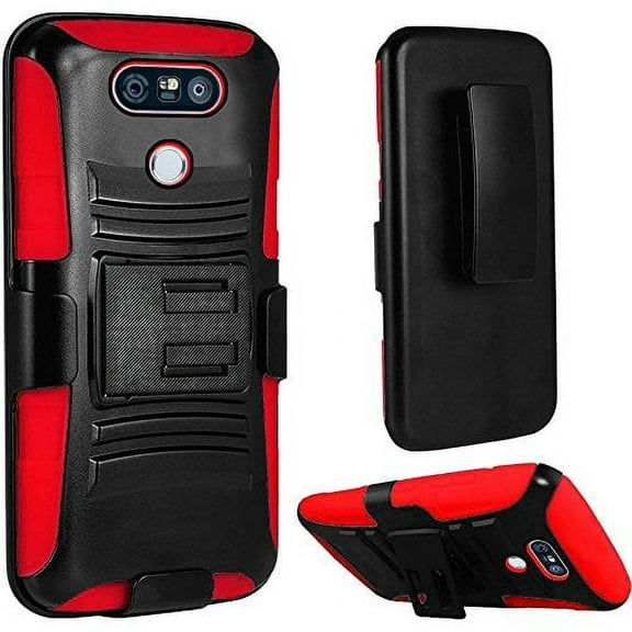 GSA Armor Hybrid Kickstand Case Holster For LG V20 - Black/Red