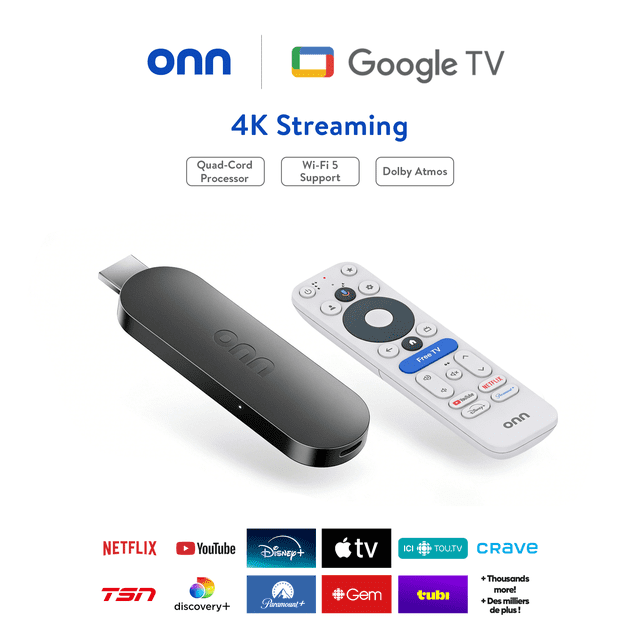 onn 4K Streaming Device, Google TV with Gemini (NEW 2026 Model) - Fast Streaming, Ultra HD, 8GB Storage, 2GB RAM, Remote with Voice Control