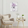 thumbnail image 3 of Floral Wall Art for Living Room,Purple Flower and Butterfly in Vase Canvas Wall Art Country Wildflower on Rustic Wooden Boards Framed Wall Art for Bedroom Bathroom Wall Decor,16L X 12W inches, 3 of 6