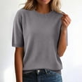 thumbnail image 2 of mgoYE Womens Summer Tops Short Sleeve Shirts Crew Neck Cute Trendy Tunic Blouses Womens Tahirts(Grey,XL), 2 of 5