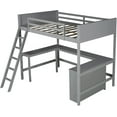thumbnail image 3 of Harper & Bright Designs Twin Size Loft Bed with Desk, Wooden Loft Bed Frame with Ladder & Shelves (Twin Loft with Ladder, Gray), 3 of 8