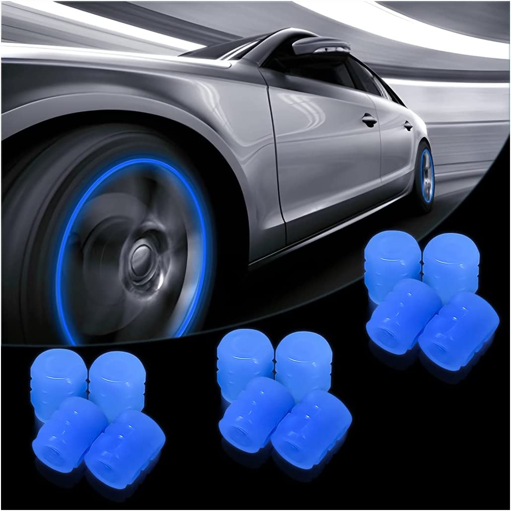 Car Tire Valve Stem Caps, 12PCS Auto Luminous Illuminated Wheel Valve